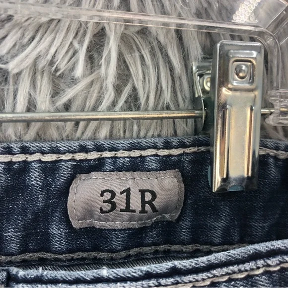 BKE Buckle Jeans Carter Mens 31R Bootcut Whiskered Denim